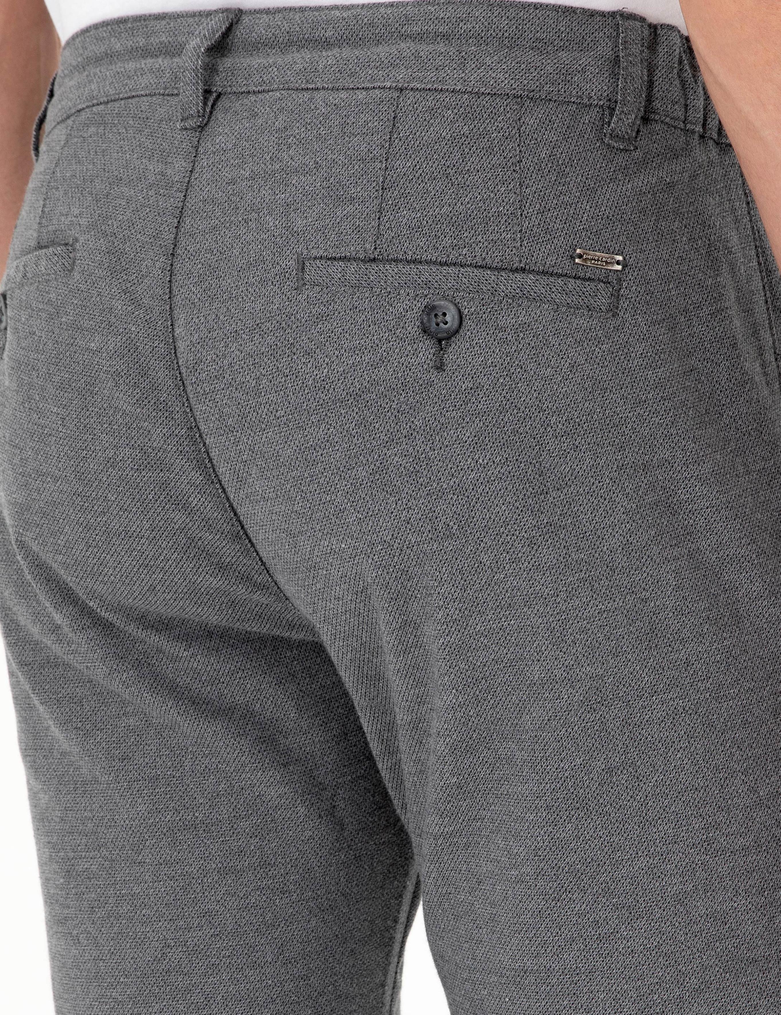 Gri Regular Fit Beli Yandan Lastikli Kanvas Pantolon