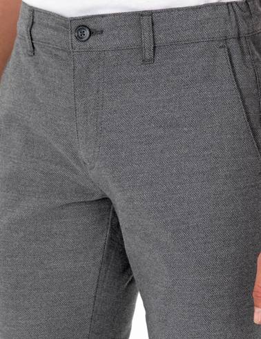 Gri Regular Fit Beli Yandan Lastikli Kanvas Pantolon