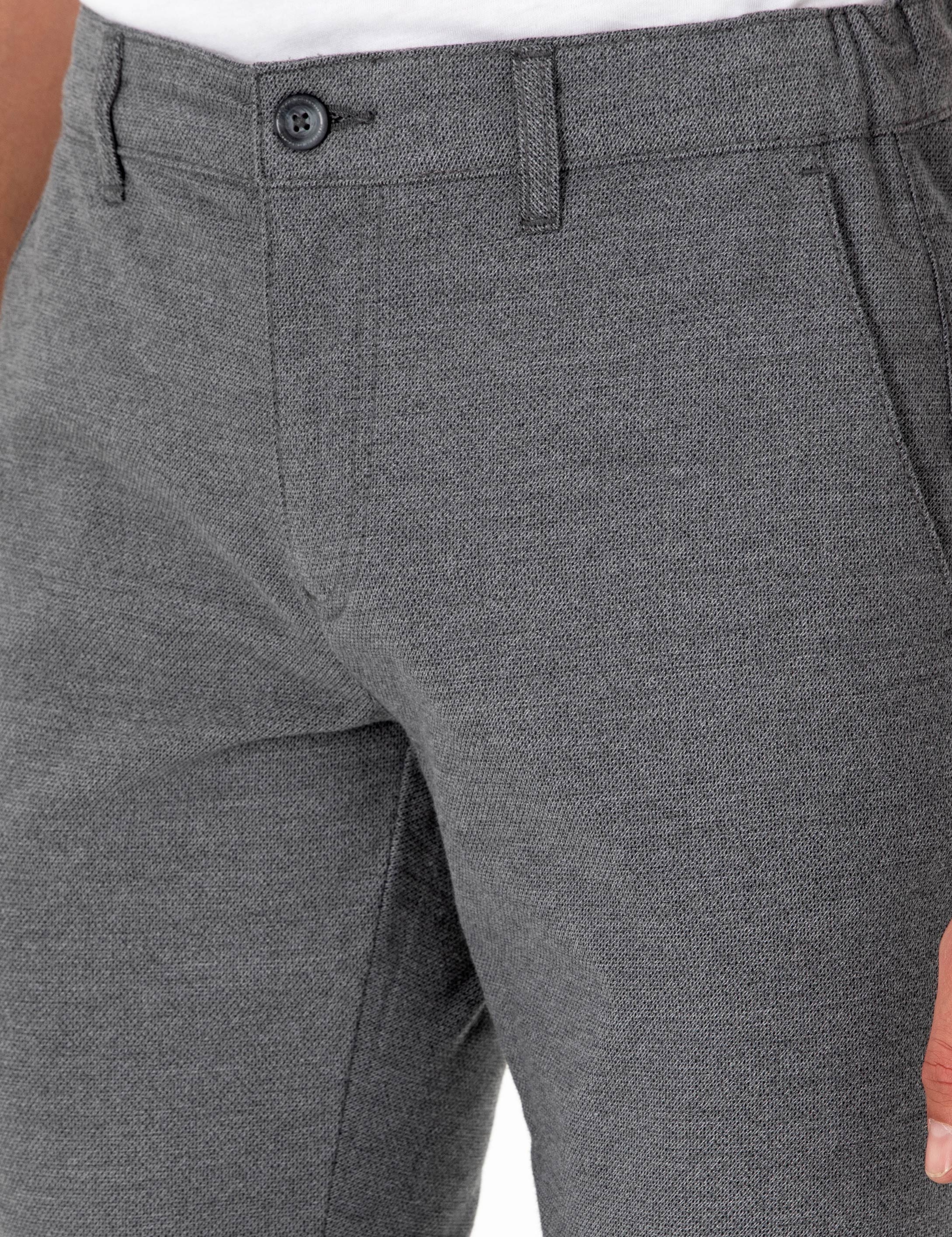 Gri Regular Fit Beli Yandan Lastikli Kanvas Pantolon