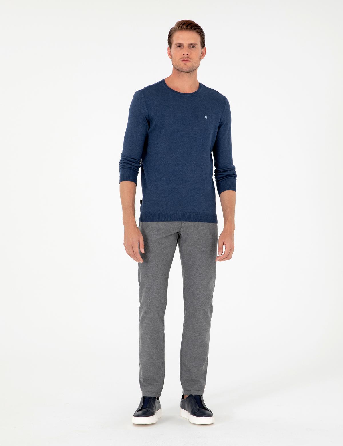 Gri Regular Fit Beli Yandan Lastikli Kanvas Pantolon - 50295941040