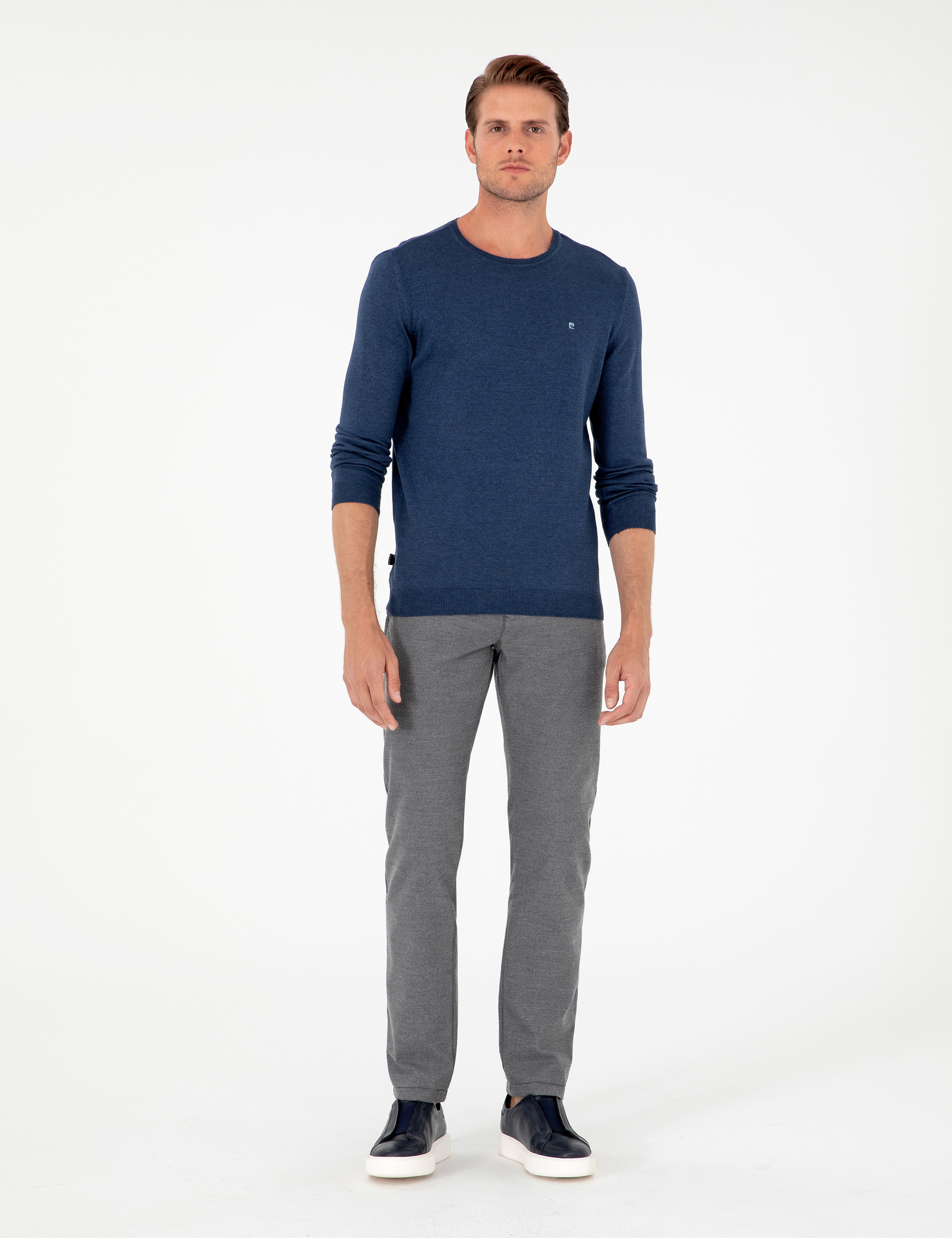 Gri Regular Fit Beli Yandan Lastikli Kanvas Pantolon - Image 3