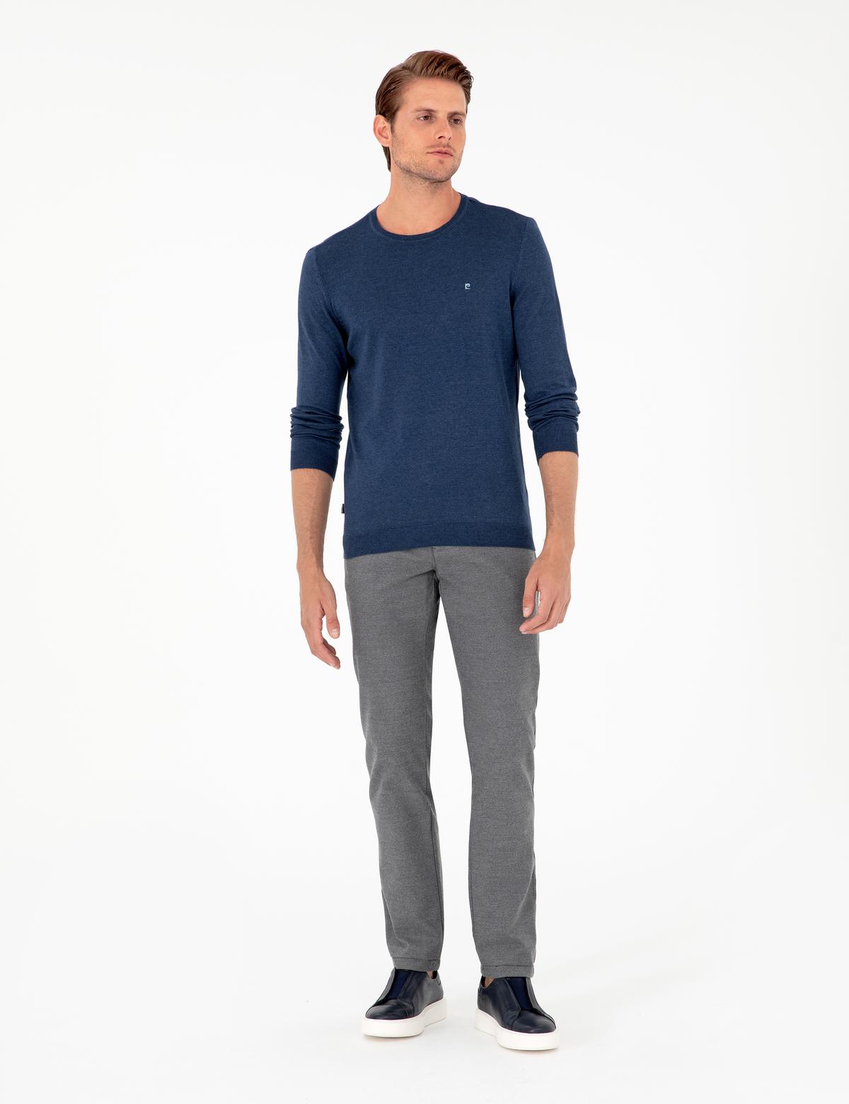 Gri Regular Fit Beli Yandan Lastikli Kanvas Pantolon