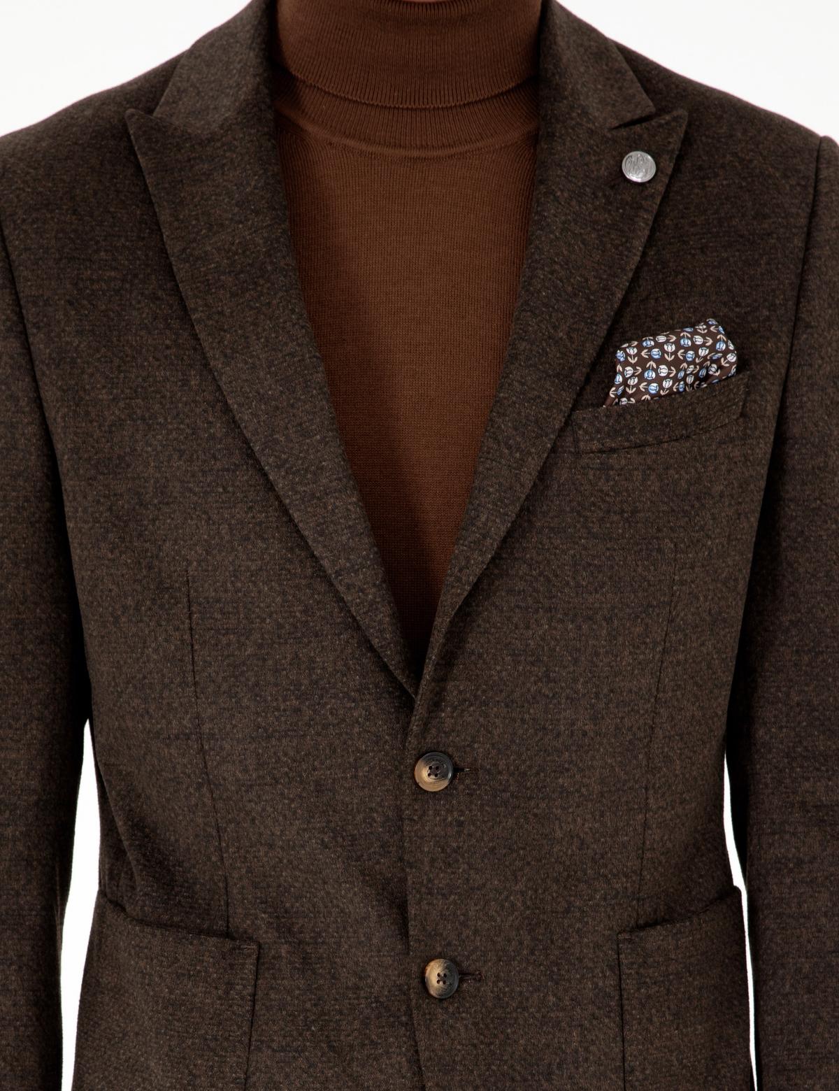 Kahverengi Ex. Slim Fit Ceket - 50278449071