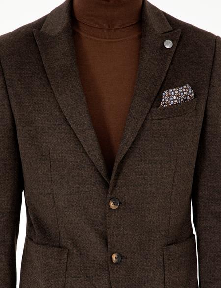 Kahverengi Ex. Slim Fit Ceket - 50278449071