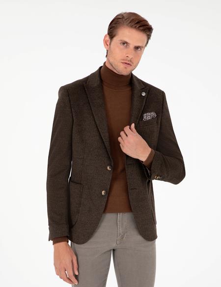 Kahverengi Ex. Slim Fit Ceket - 50278449071