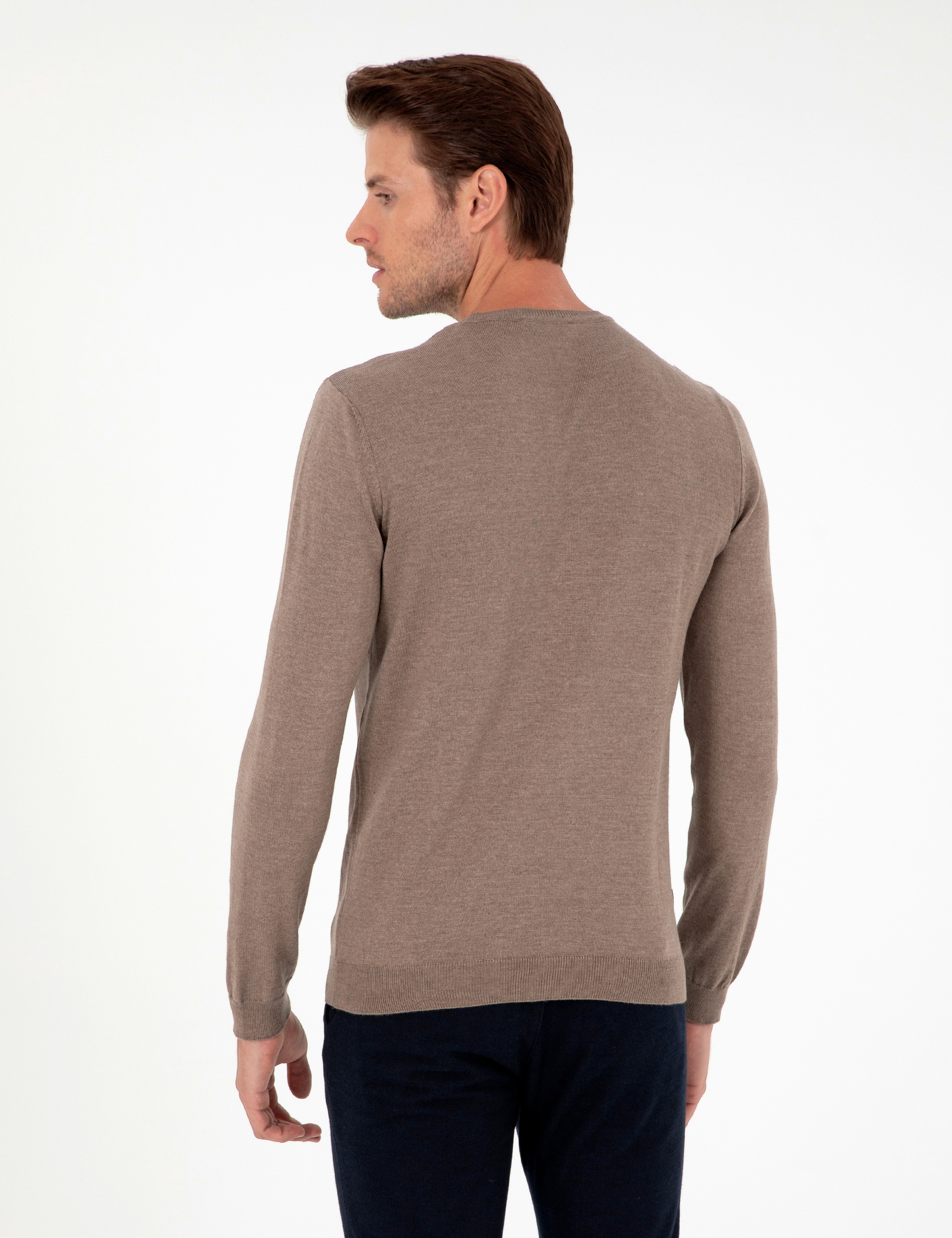 Vizon Melanj Slim Fit Bisiklet Yaka Basic Triko Kazak - Image 5