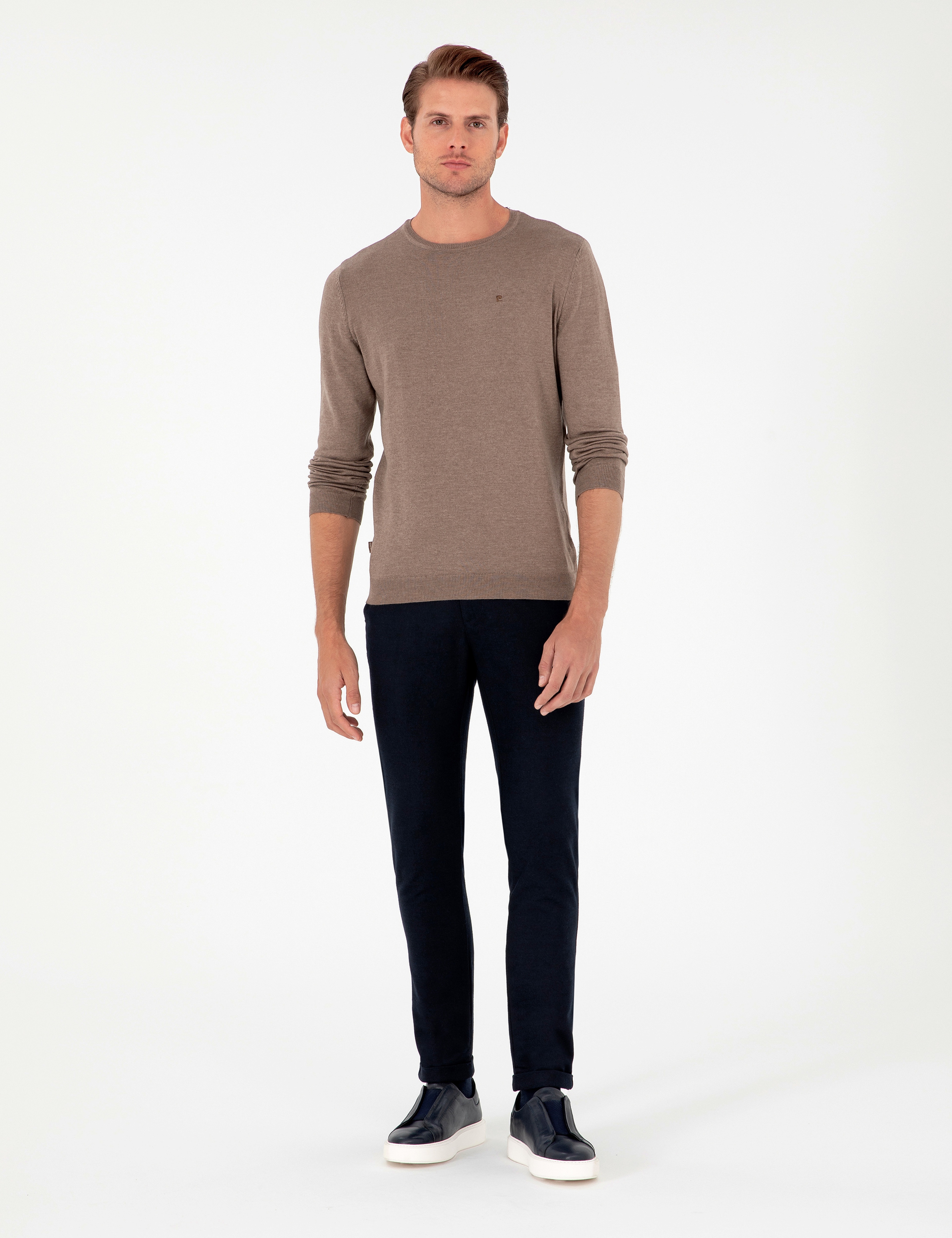 Vizon Melanj Slim Fit Bisiklet Yaka Basic Triko Kazak