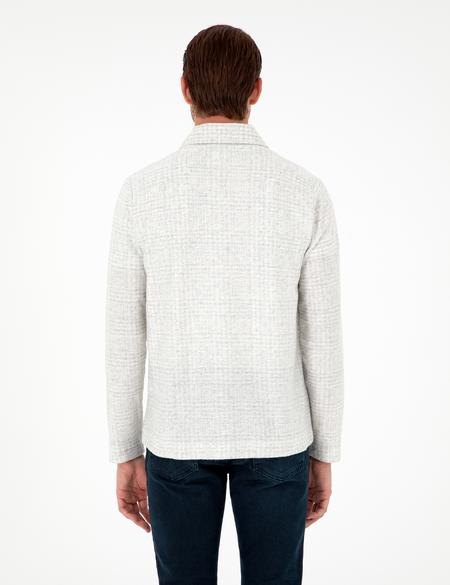 Açık Gri Klasik Yaka Çift Cepli Regular Fit Örme Gömlek Ceket - 50290628028