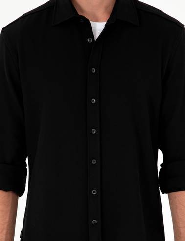 Siyah Regular Fit Uzun Kollu Gömlek
