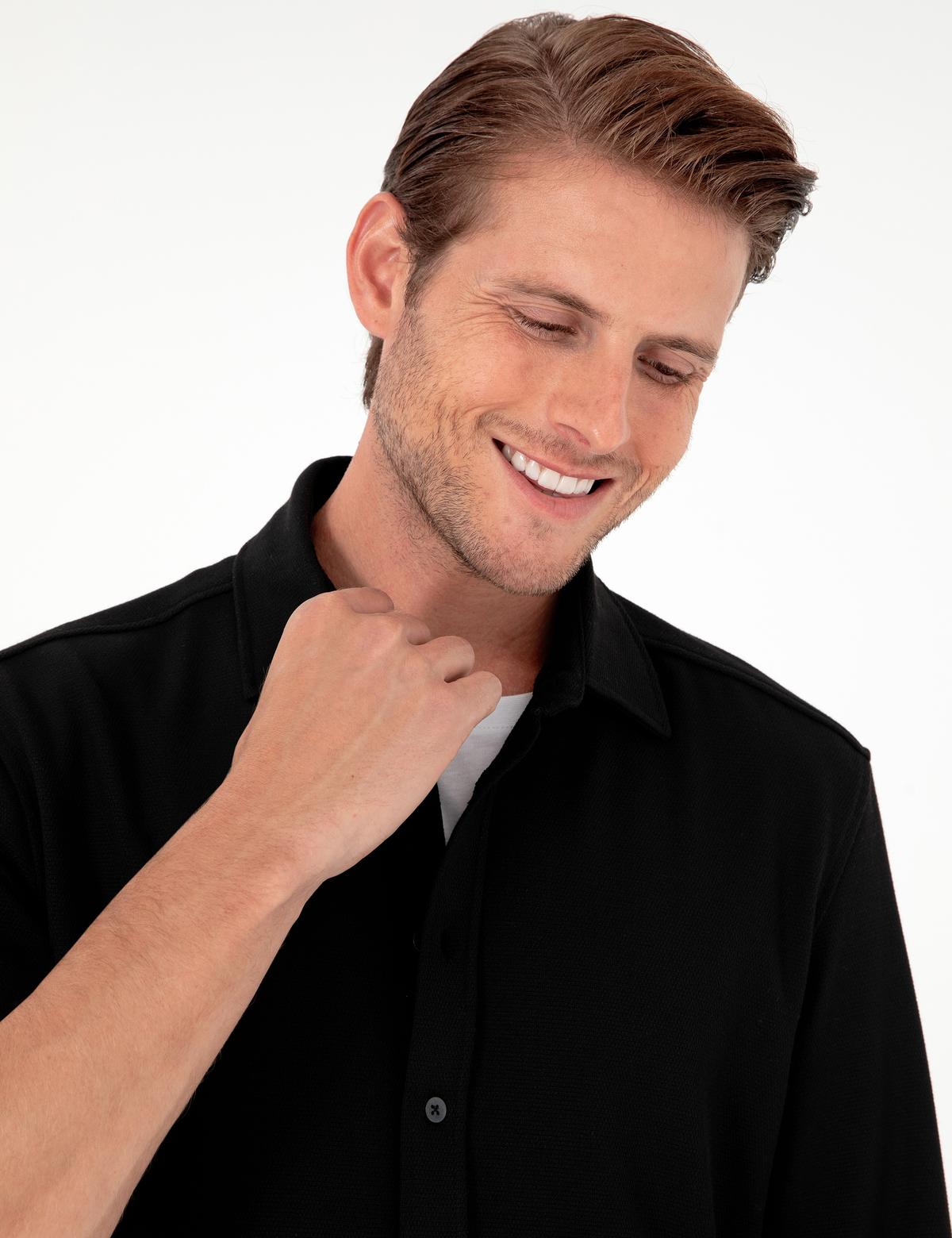 Siyah Regular Fit Uzun Kollu Gömlek - 50293946024