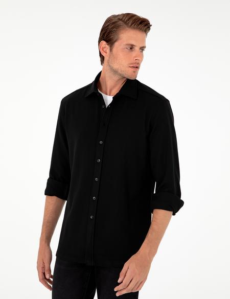 Siyah Regular Fit Uzun Kollu Gömlek - 50293946024