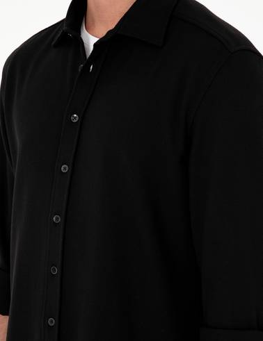 Siyah Regular Fit Uzun Kollu Gömlek