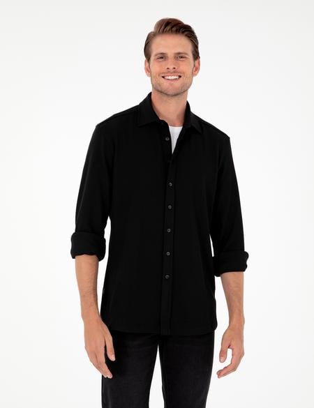 Siyah Regular Fit Uzun Kollu Gömlek - 50293946024