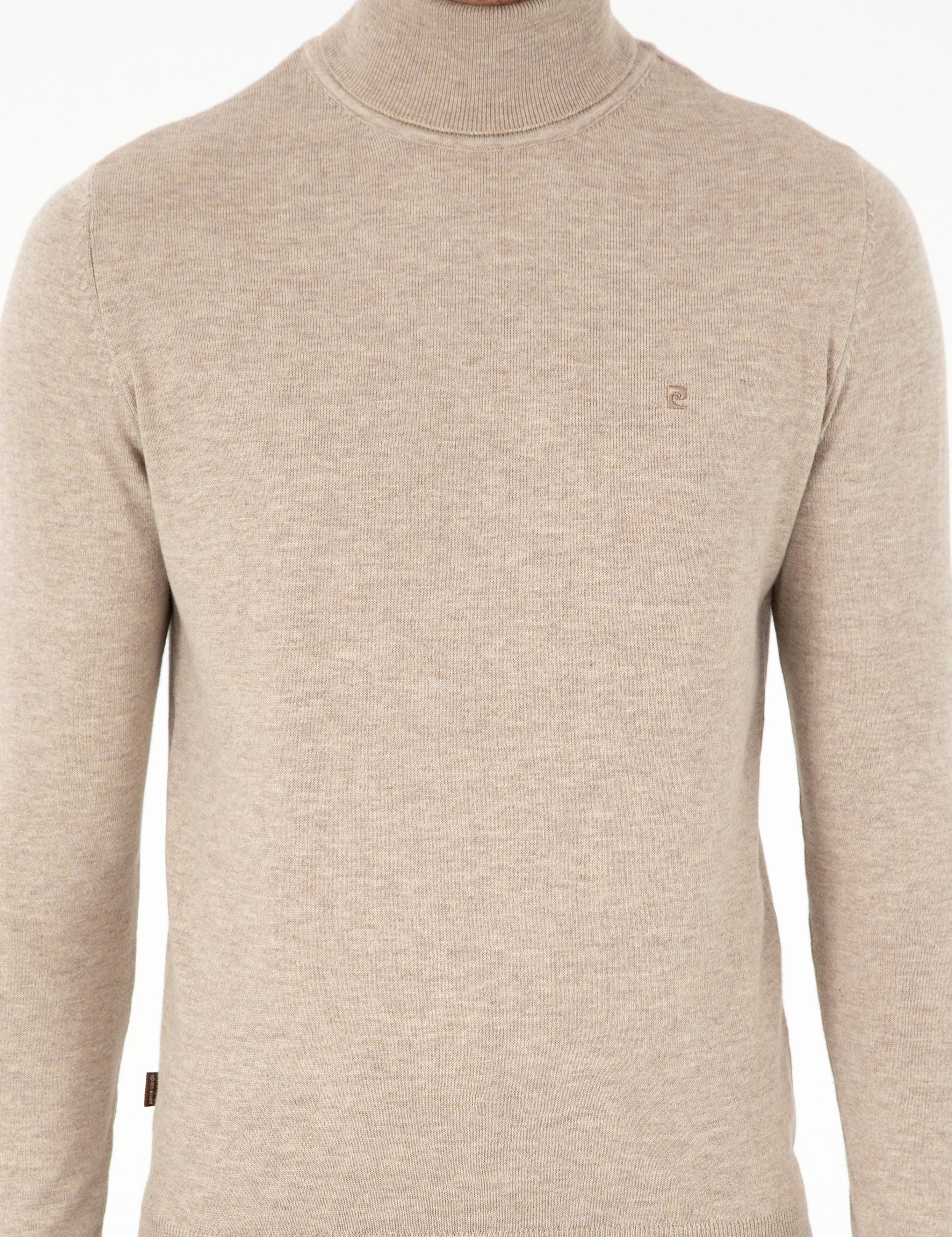 Kum Melanj Slim Fit Balıkçı Yaka Basic Triko Kazak