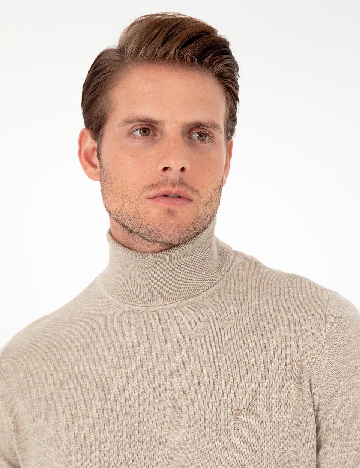 Kum Melanj Slim Fit Balıkçı Yaka Basic Triko Kazak - 50296602058