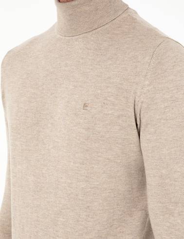 Kum Melanj Slim Fit Balıkçı Yaka Basic Triko Kazak