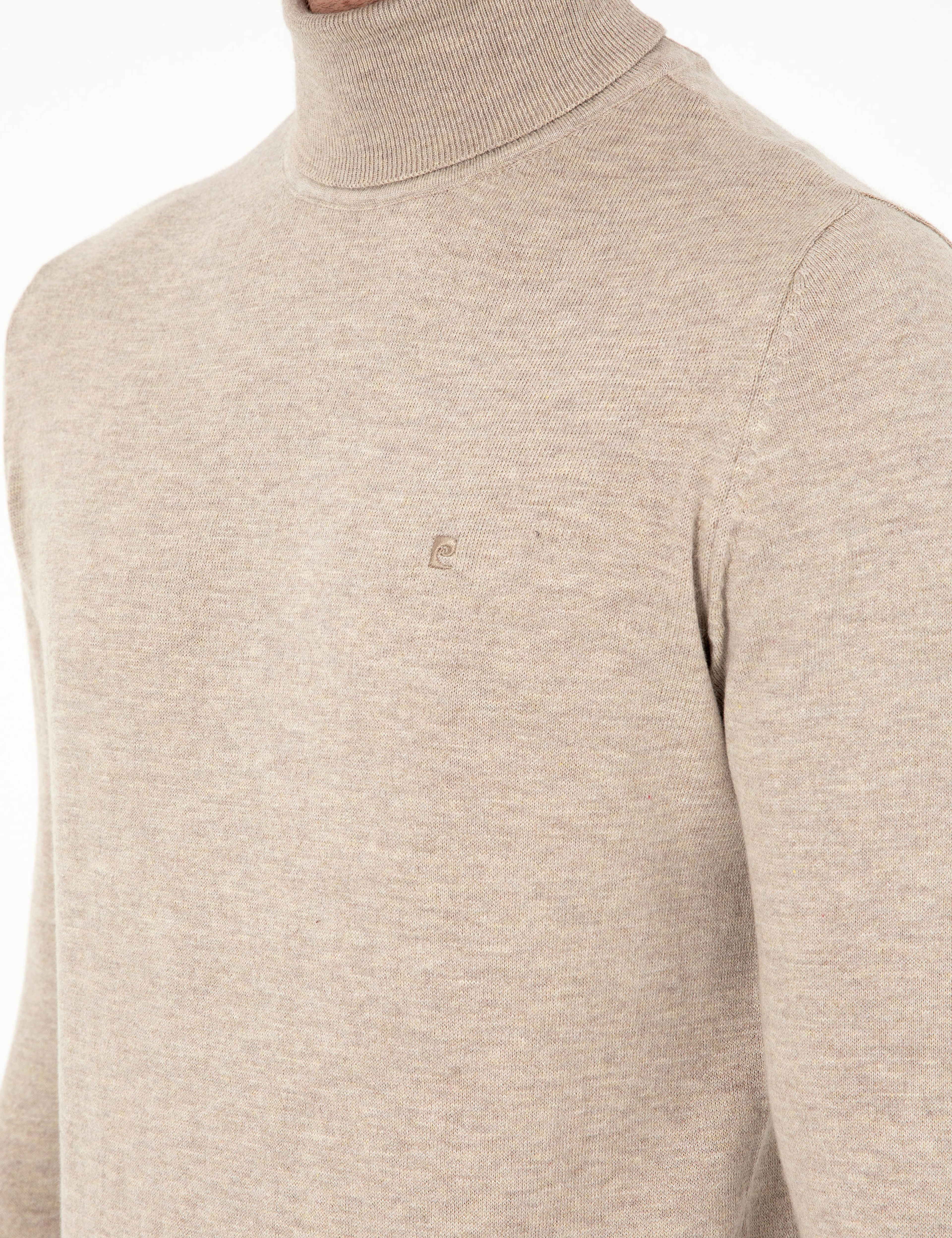 Kum Melanj Slim Fit Balıkçı Yaka Basic Triko Kazak - Image 7