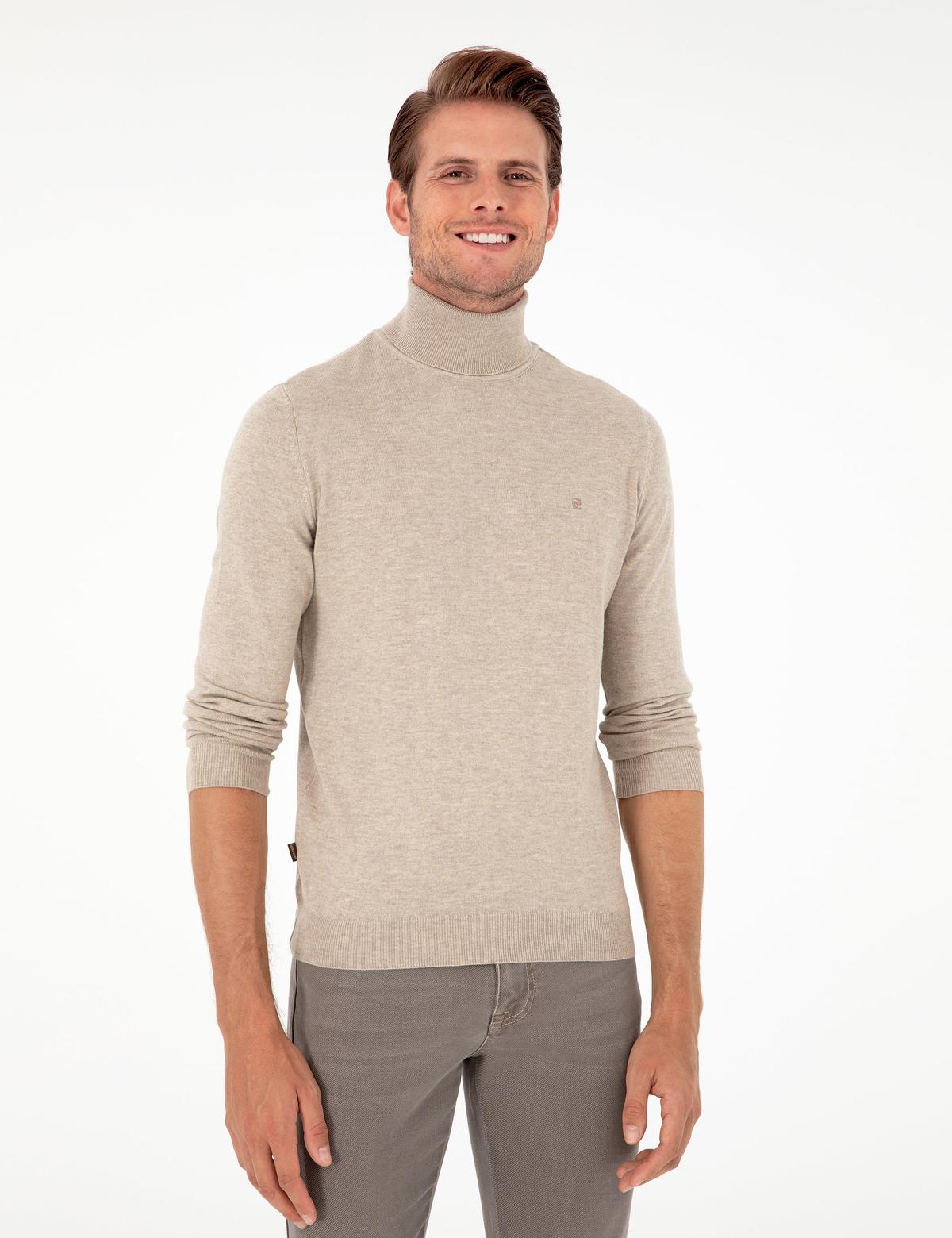 Kum Melanj Slim Fit Balıkçı Yaka Basic Triko Kazak - 50296602058