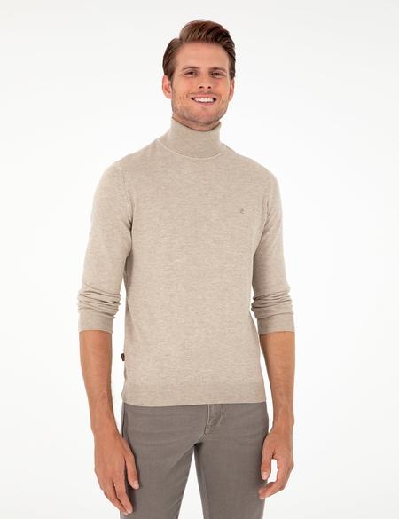 Kum Melanj Slim Fit Balıkçı Yaka Basic Triko Kazak - 50296602058