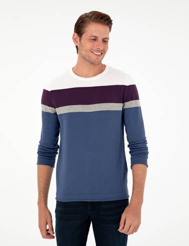 İndigo Slim Fit Bisiklet Yaka Triko Kazak