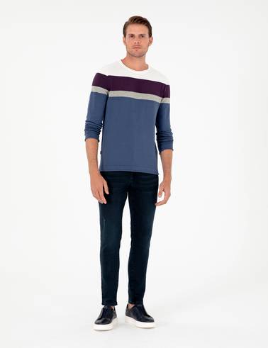 İndigo Slim Fit Bisiklet Yaka Triko Kazak