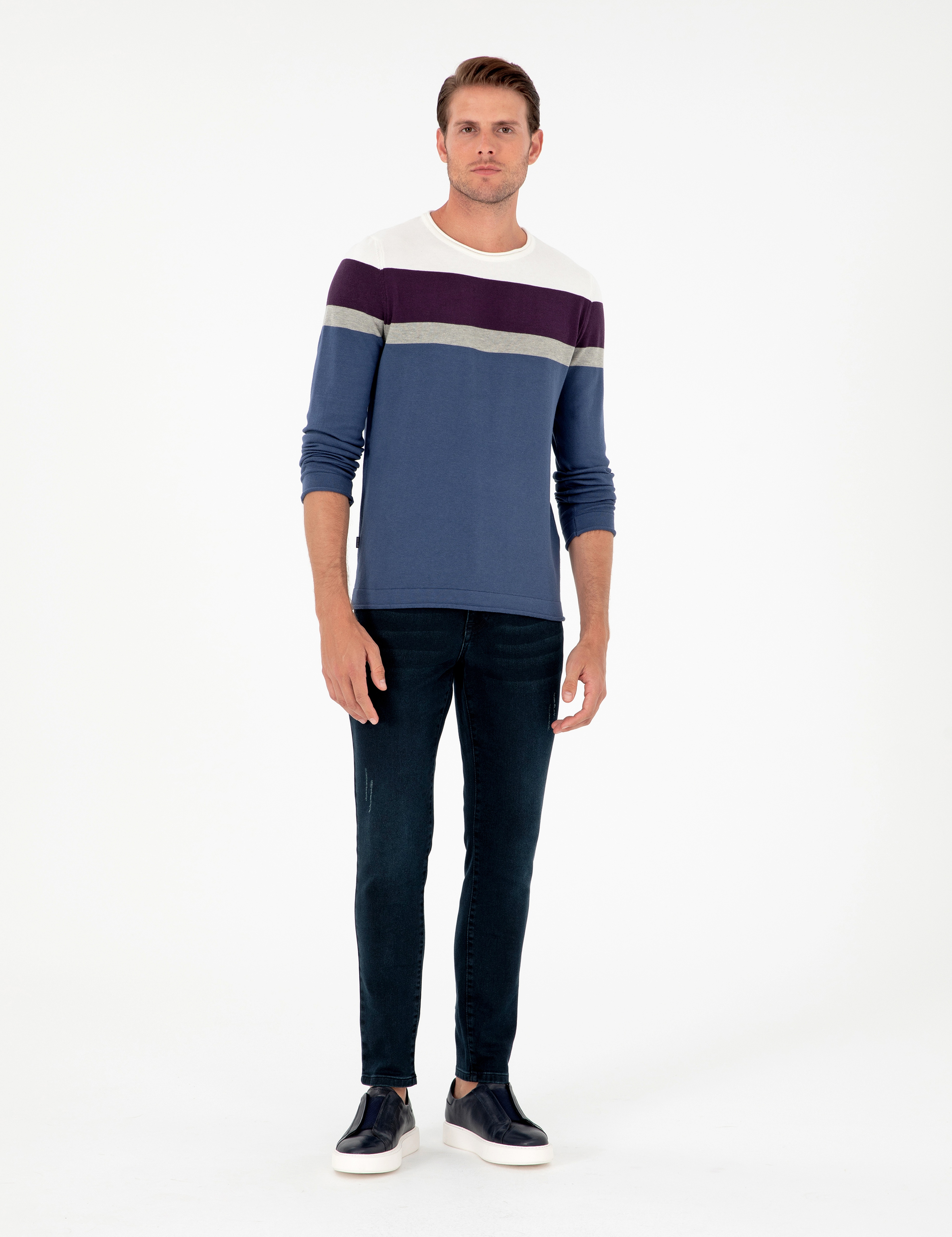 İndigo Slim Fit Bisiklet Yaka Triko Kazak - Image 4