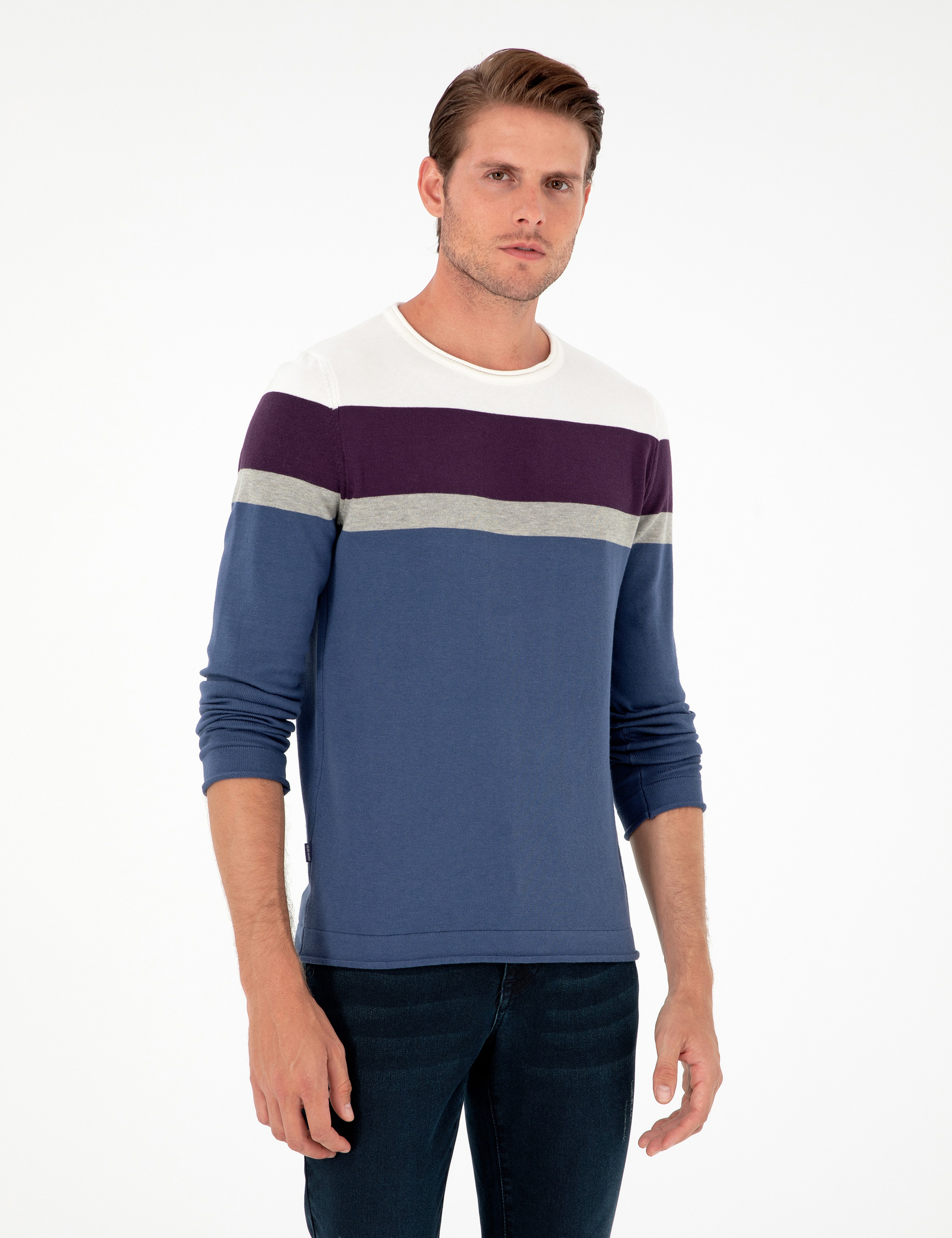 İndigo Slim Fit Bisiklet Yaka Triko Kazak