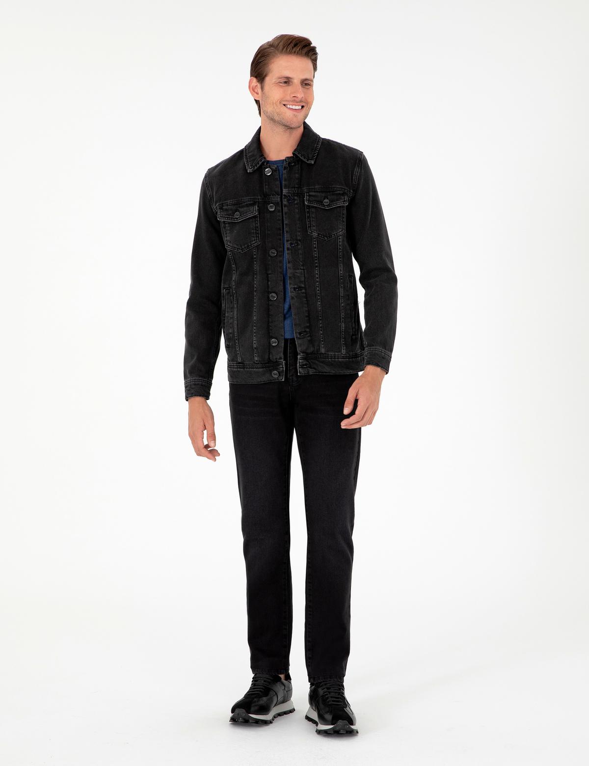 Siyah Slim Fit Jean Ceket - 50292102013