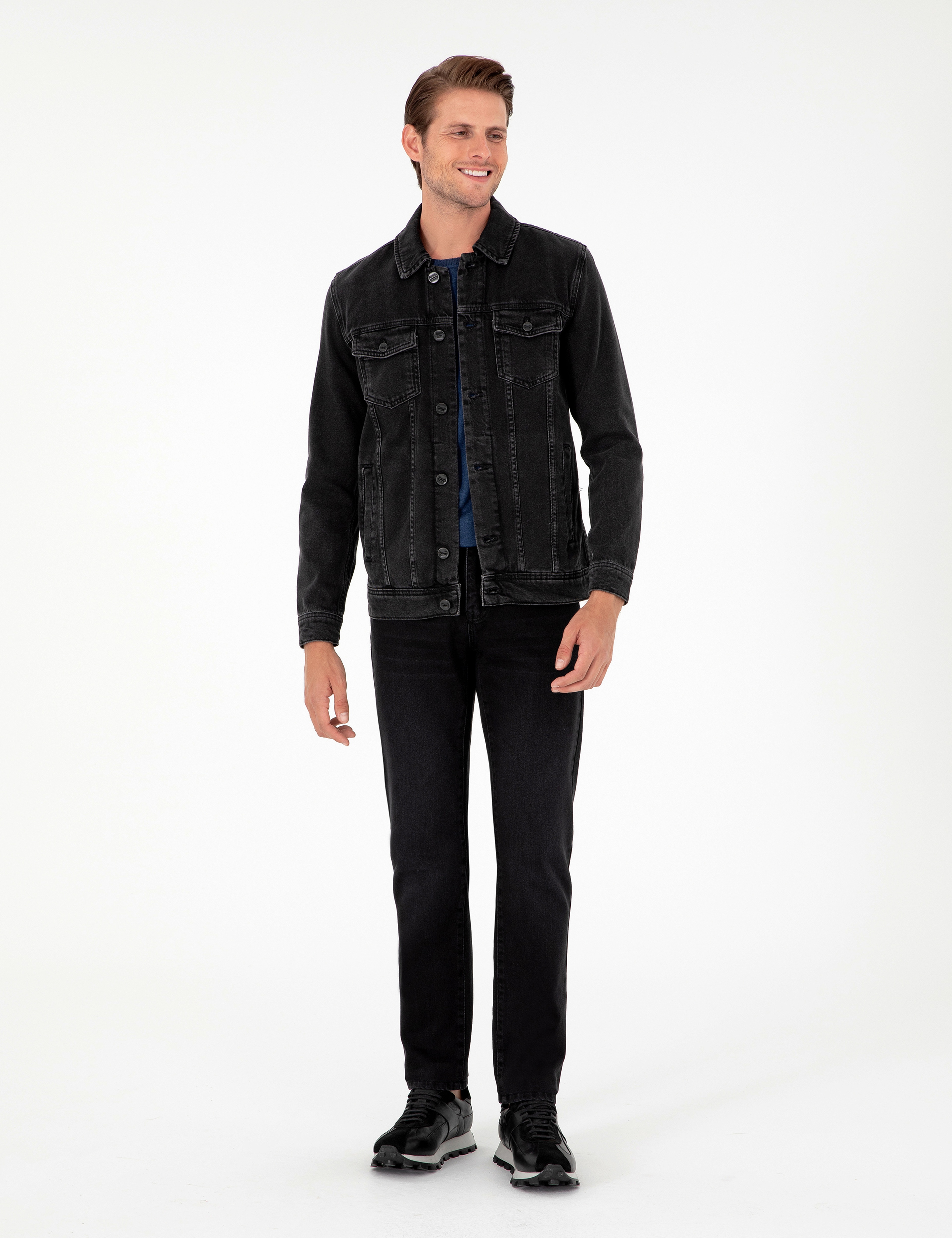 Siyah Slim Fit Jean Ceket