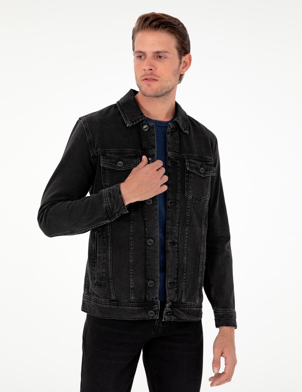 Siyah Slim Fit Jean Ceket - 50292102013