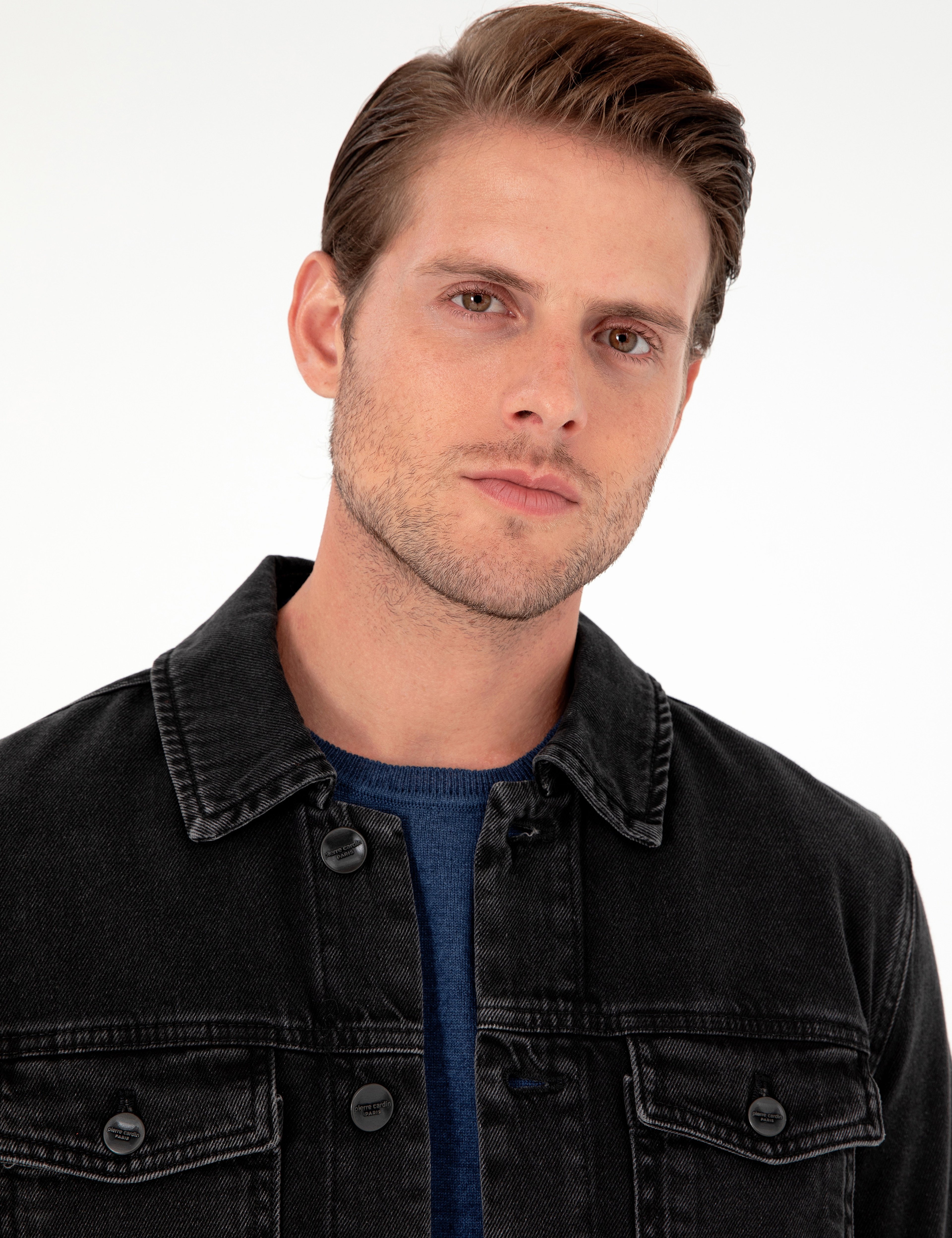 Siyah Slim Fit Jean Ceket - Image 2