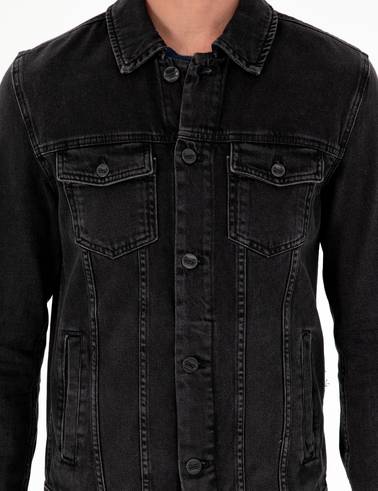 Siyah Slim Fit Jean Ceket