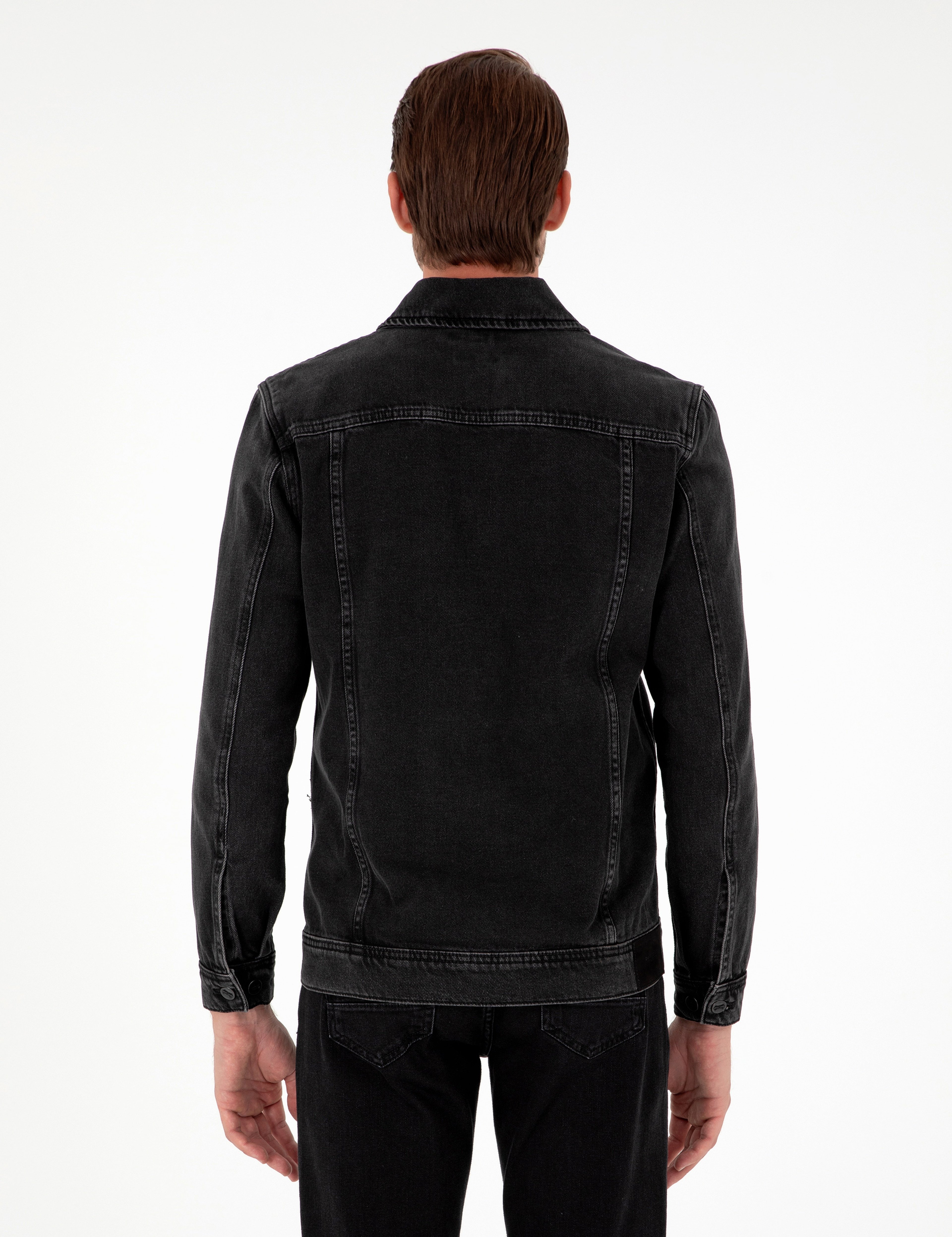 Siyah Slim Fit Jean Ceket - Image 5