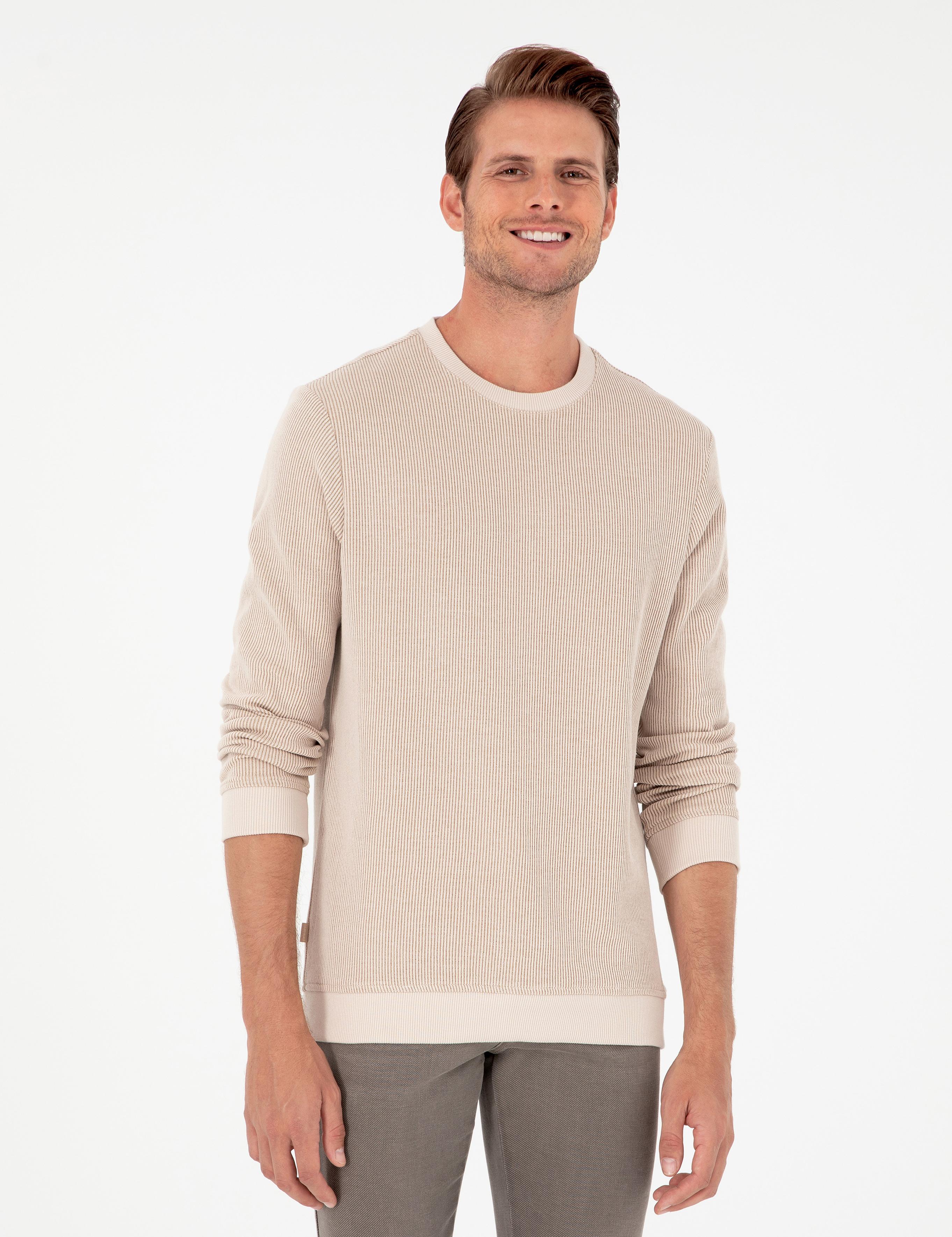 Bej Regular Fit %100 Pamuk Sweatshirt