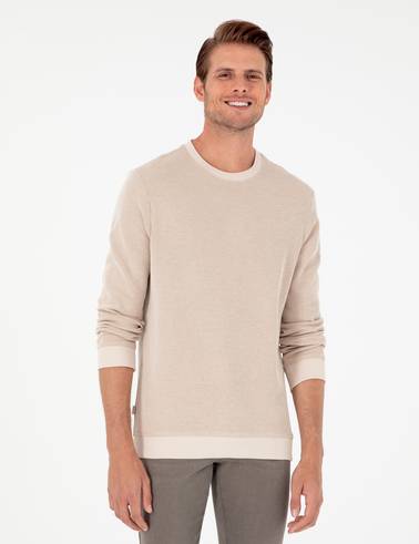 Bej Regular Fit %100 Pamuk Sweatshirt