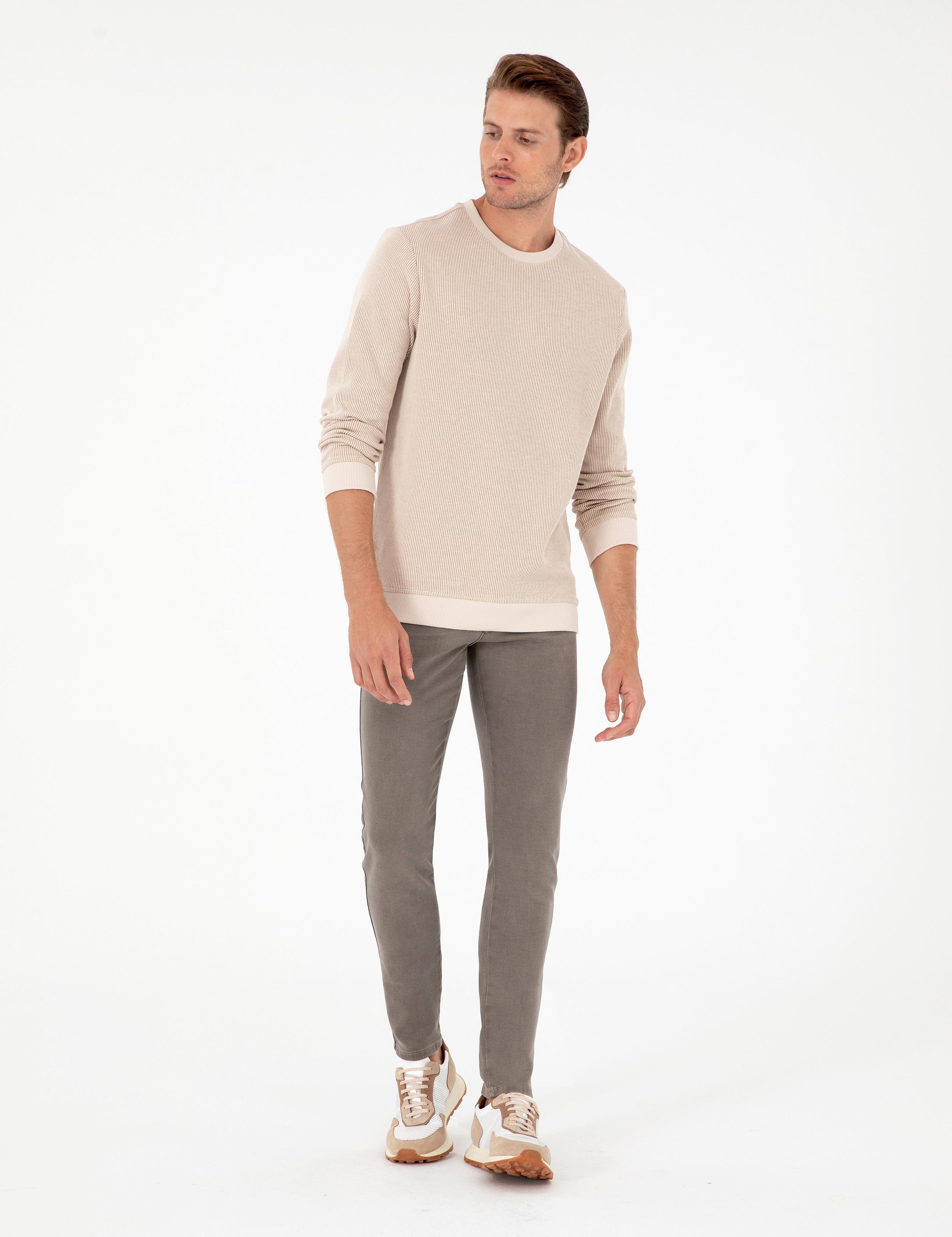 Bej Regular Fit %100 Pamuk Sweatshirt