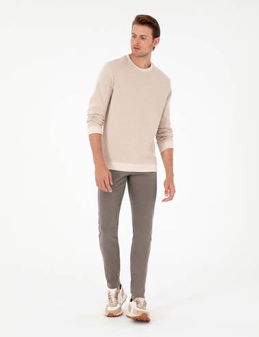 Bej Regular Fit %100 Pamuk Sweatshirt