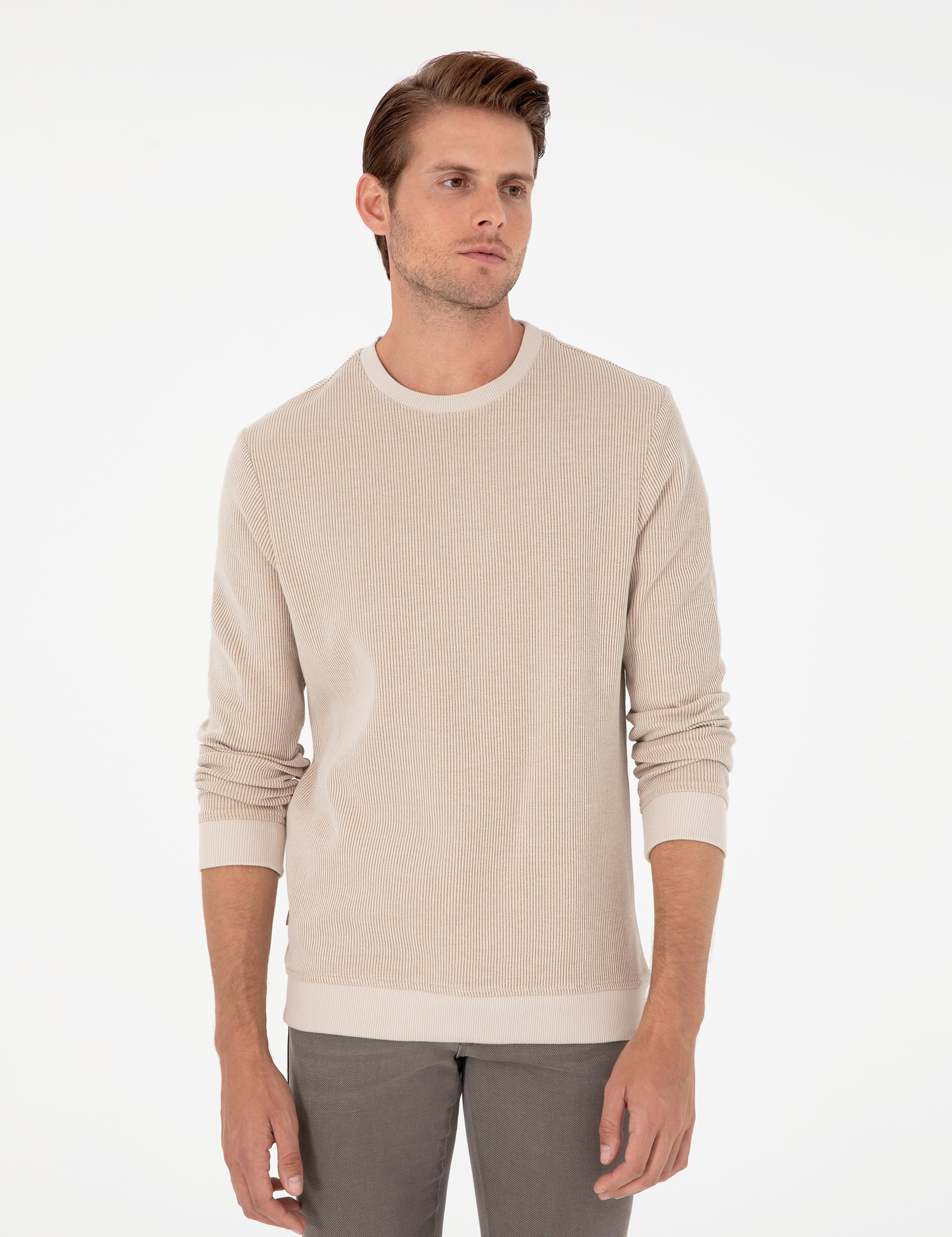 Bej Regular Fit %100 Pamuk Sweatshirt