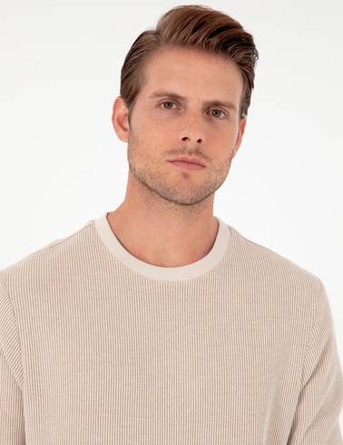 Bej Regular Fit %100 Pamuk Sweatshirt