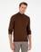 Koyu Kahverengi Slim Fit Yarım Balıkçı Yaka Basic Triko Kazak