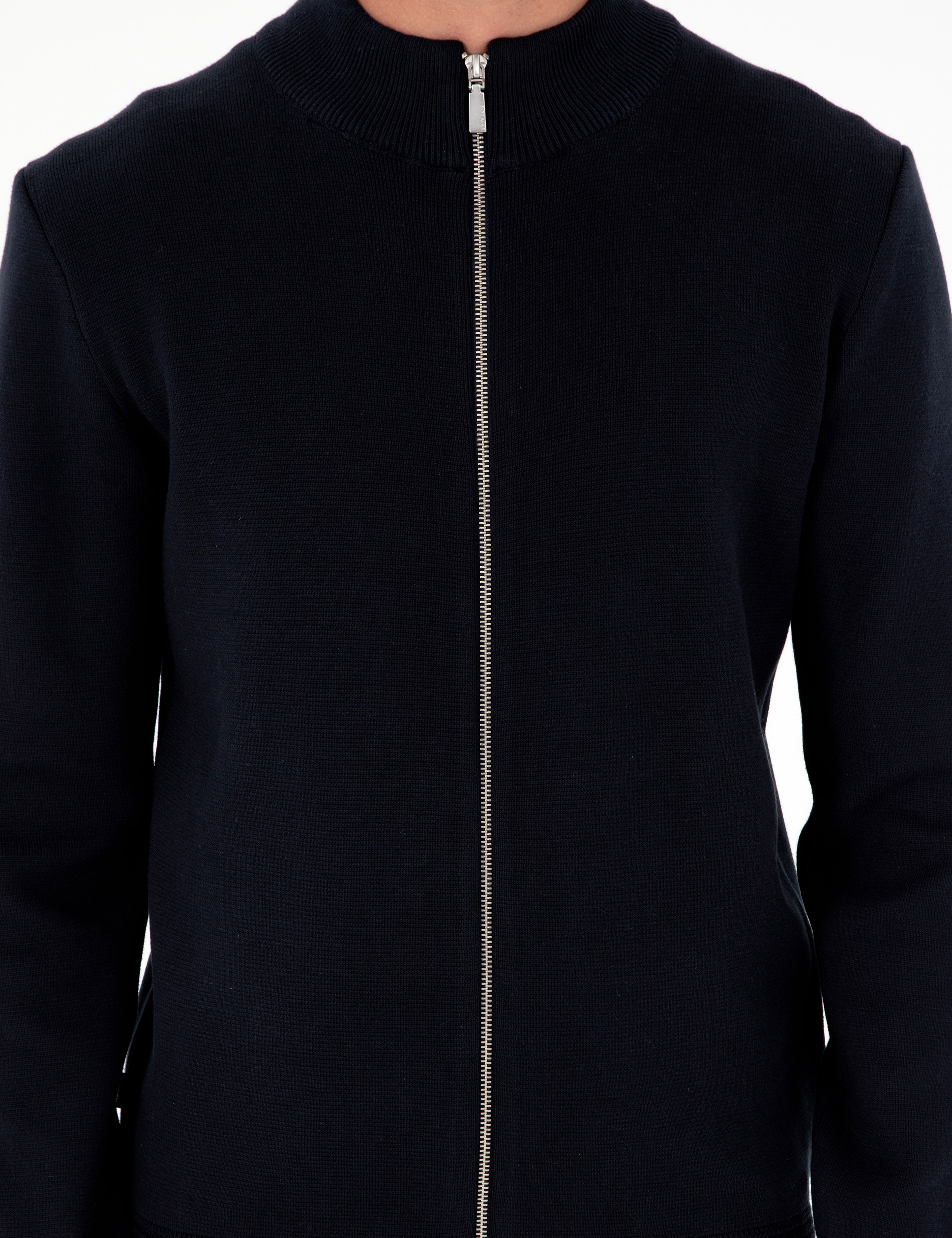 Lacivert Regular Fit Fermuarlı Triko Hırka - Image 6