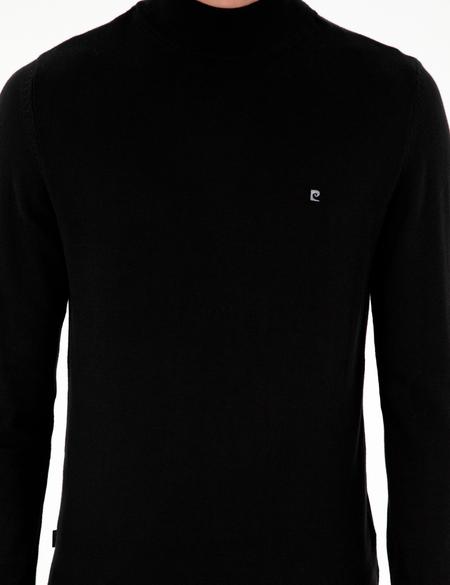 Siyah Slim Fit Yarım Balıkçı Yaka Basic Triko Kazak - 50296614017