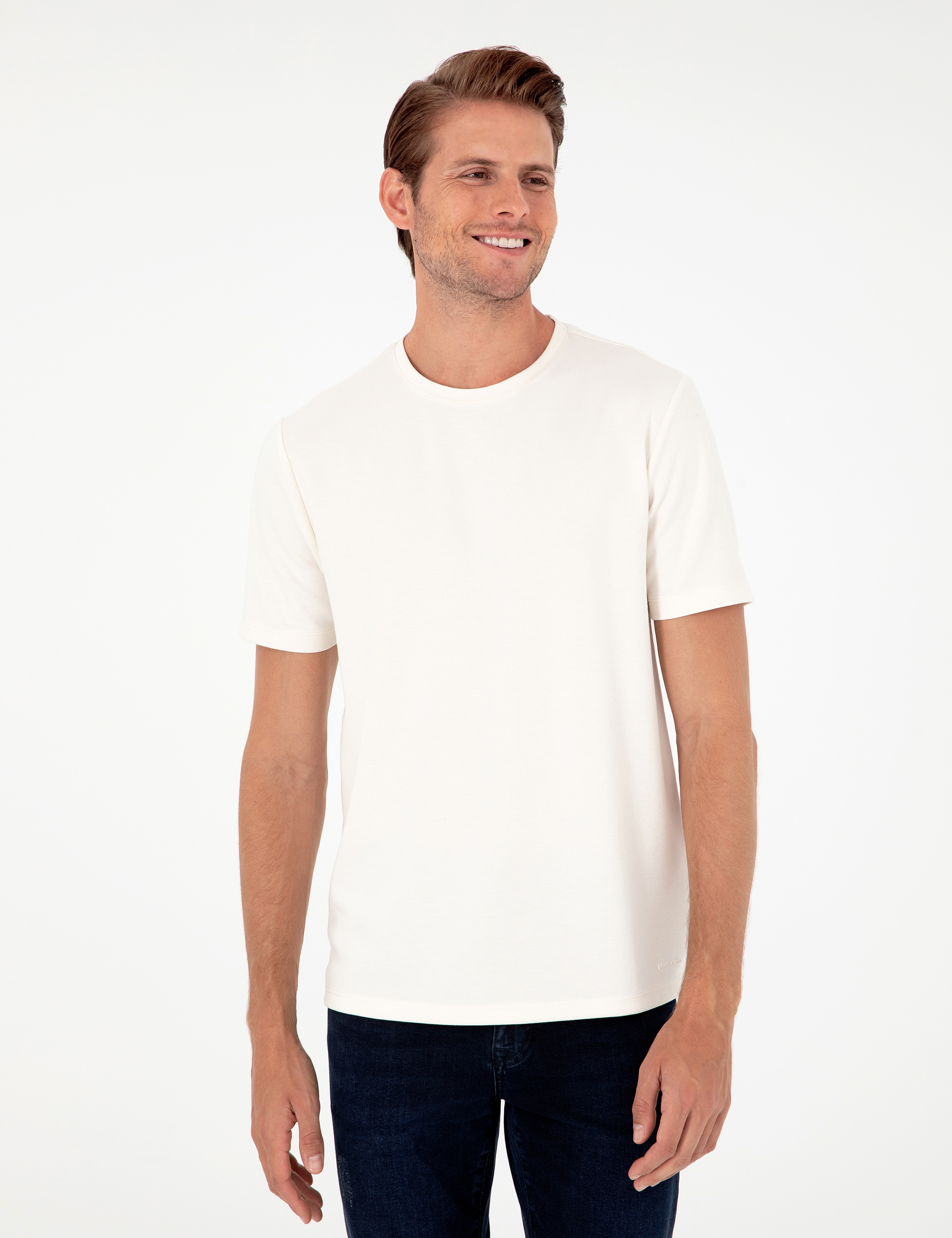 Ekru Regular Fit Tişört - Image 3