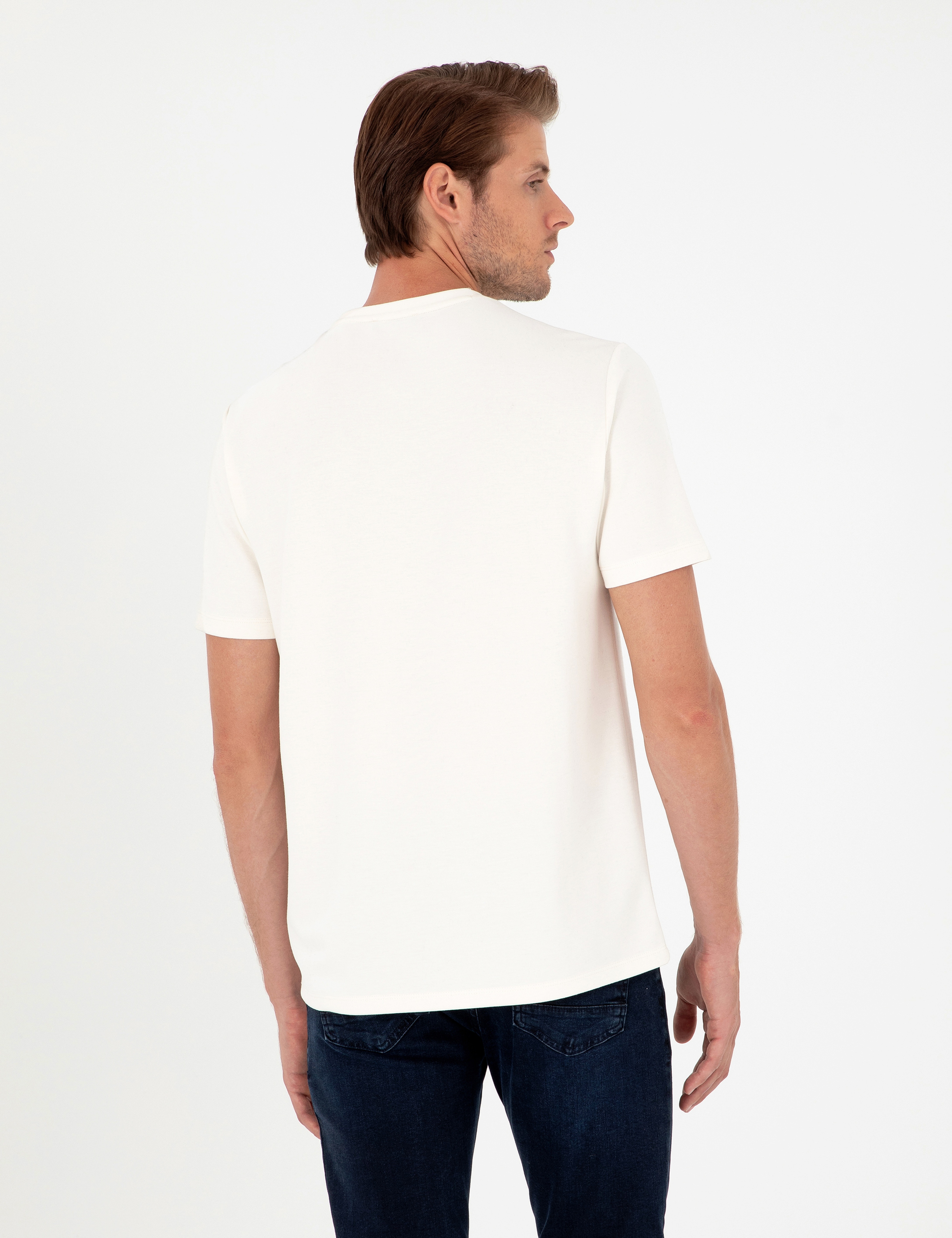 Ekru Regular Fit Tişört - Image 5