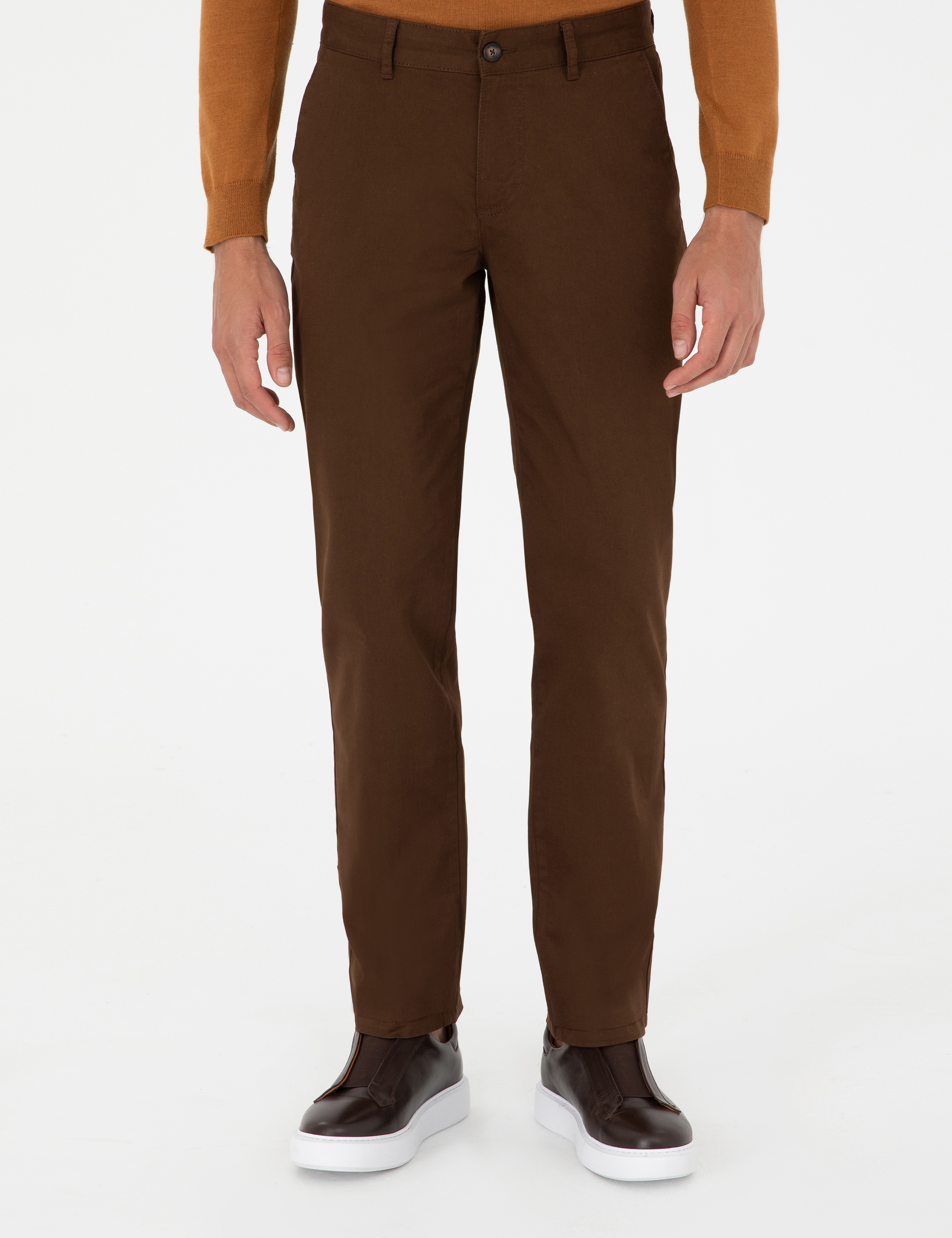 Kahverengi Regular Fit Basic Kanvas Pantolon