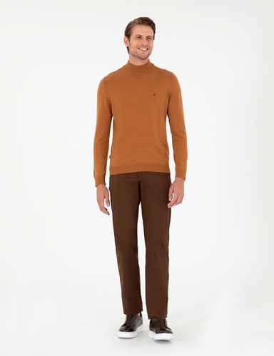 Kahverengi Regular Fit Basic Kanvas Pantolon