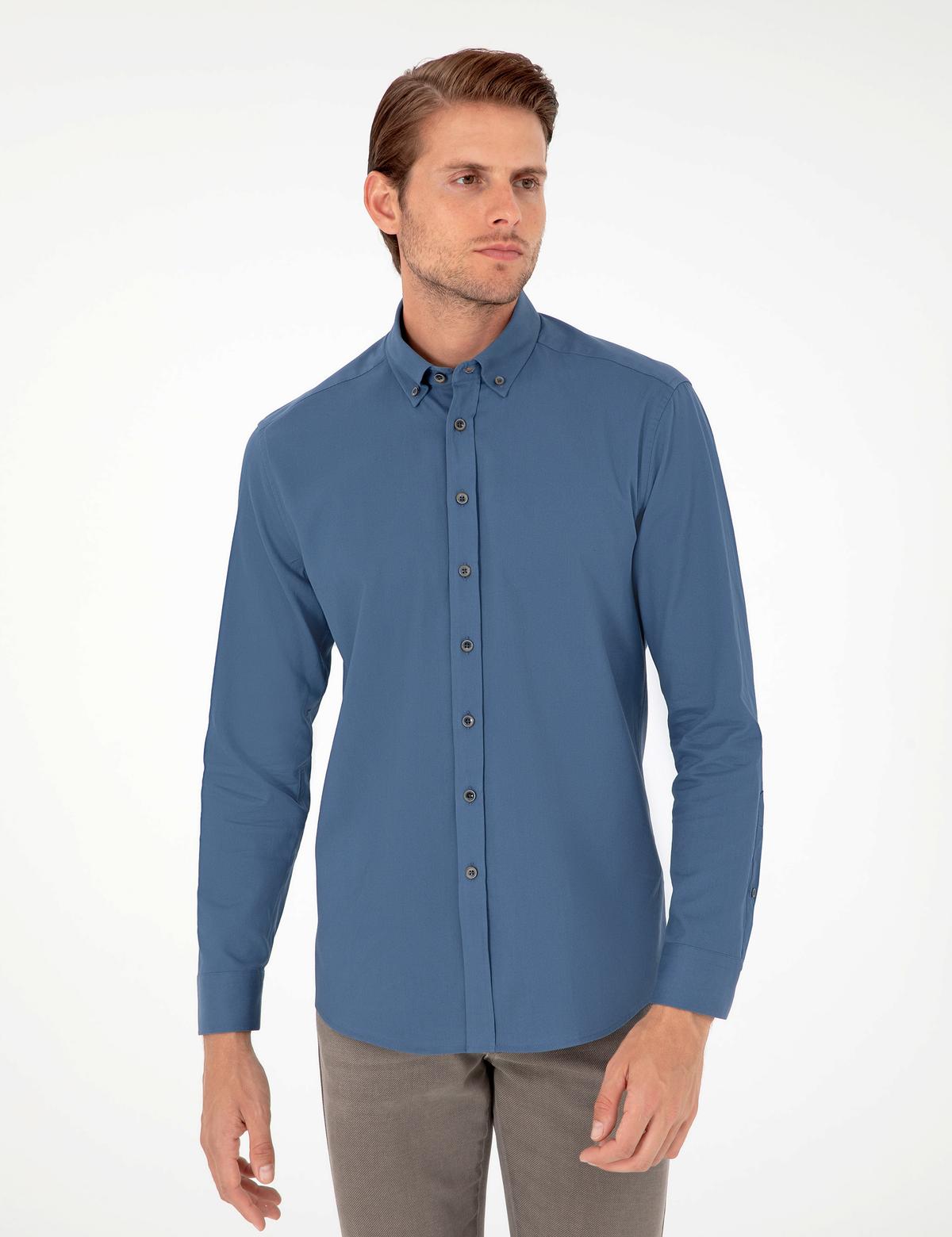 İndigo Regular Fit Uzun Kollu Gömlek - 50292553044