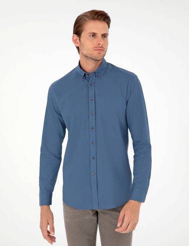 İndigo Regular Fit Uzun Kollu Gömlek