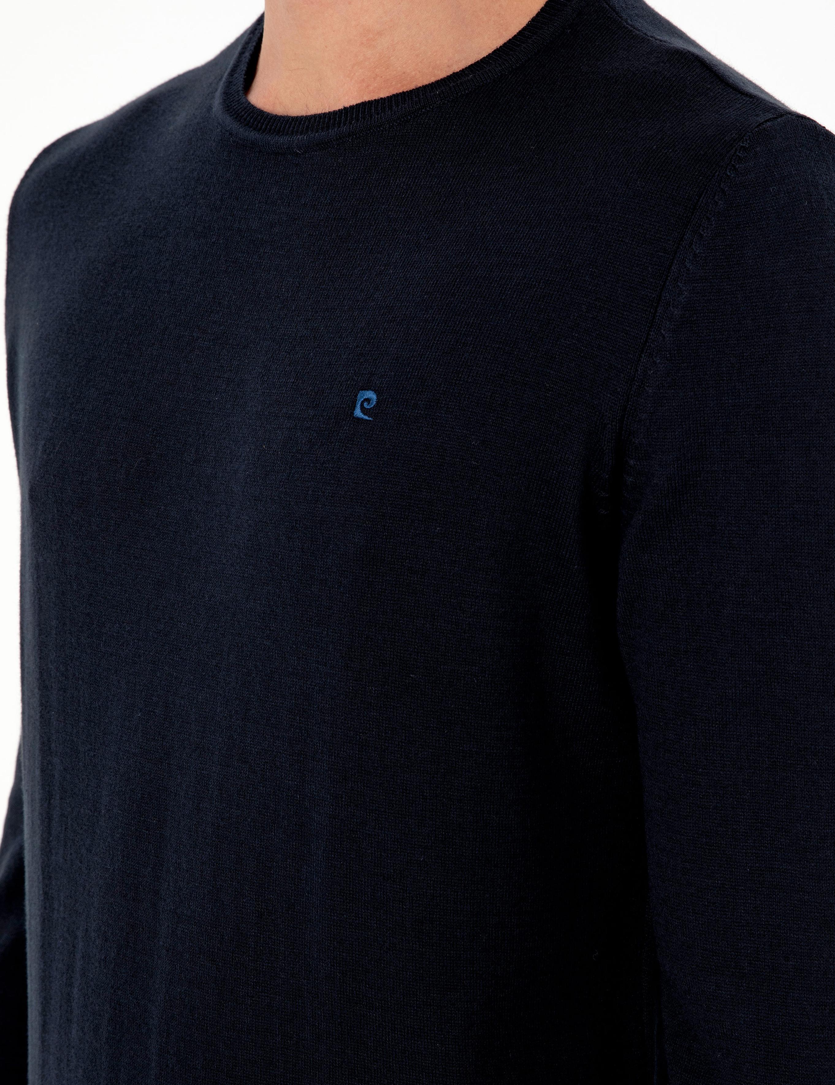 Lacivert Slim Fit Bisiklet Yaka Basic Triko Kazak