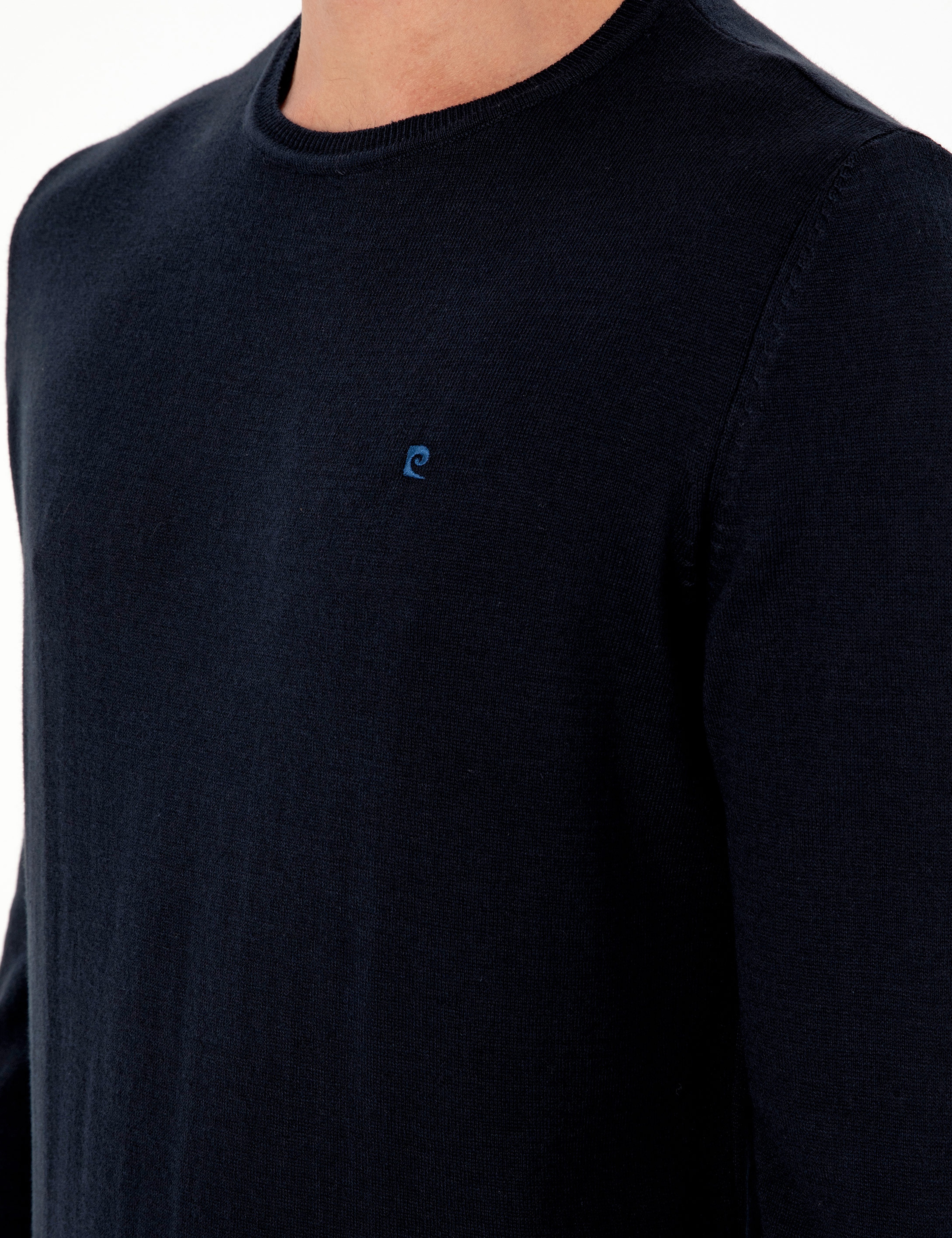 Lacivert Slim Fit Bisiklet Yaka Basic Triko Kazak - Image 7